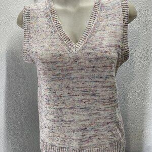 Emilia George Women’s Multicolor Flecks V-Neck Knitted Vest – Size M